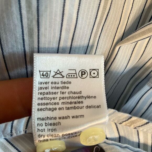 Lacoste Button Up Shirt Mens Size XL Grey Black Blue Striped Long Sleeve Logo - Picture 8 of 10